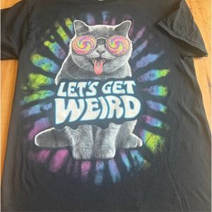 Men’s black T-shirt “let’s get weird“ medium